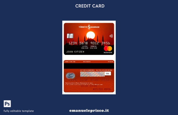 modello di carta mastercard bancaria Bankasi Turchia in stile verificato